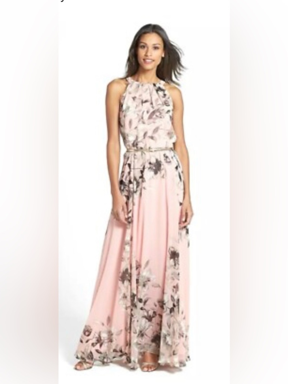 Eliza J Size : 16 Pink Floral Halter Maxi Dress
